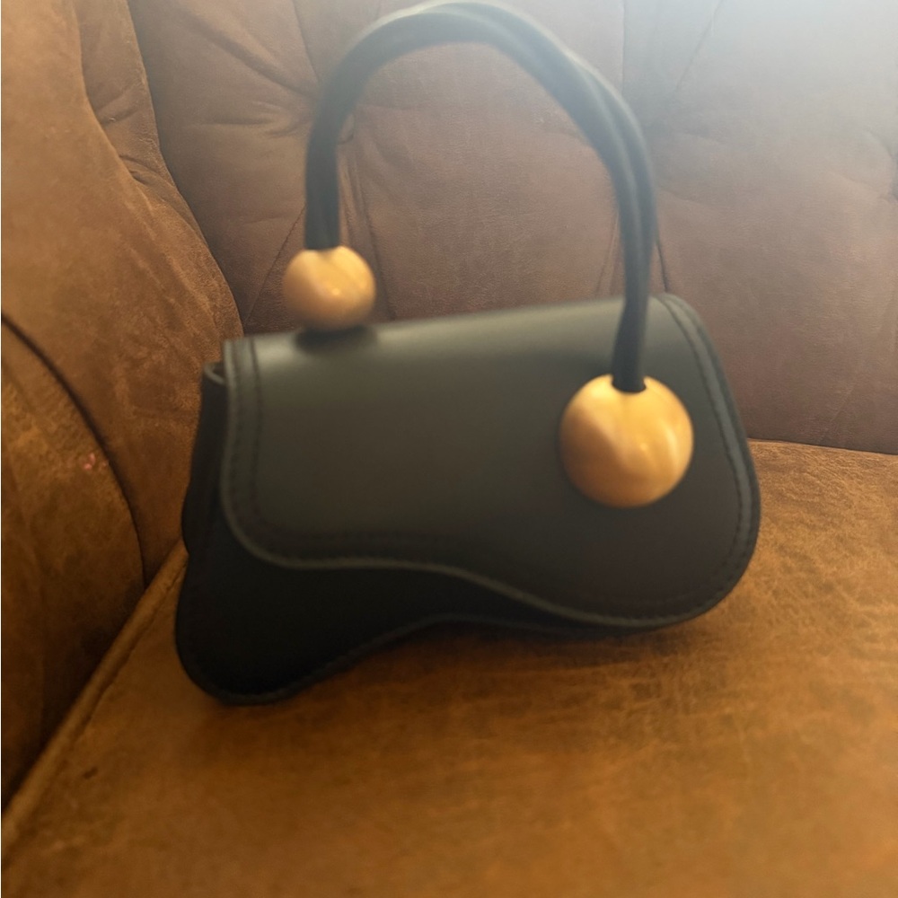 Cult Gaia Black Mini Bag crossbody with Gold Accents